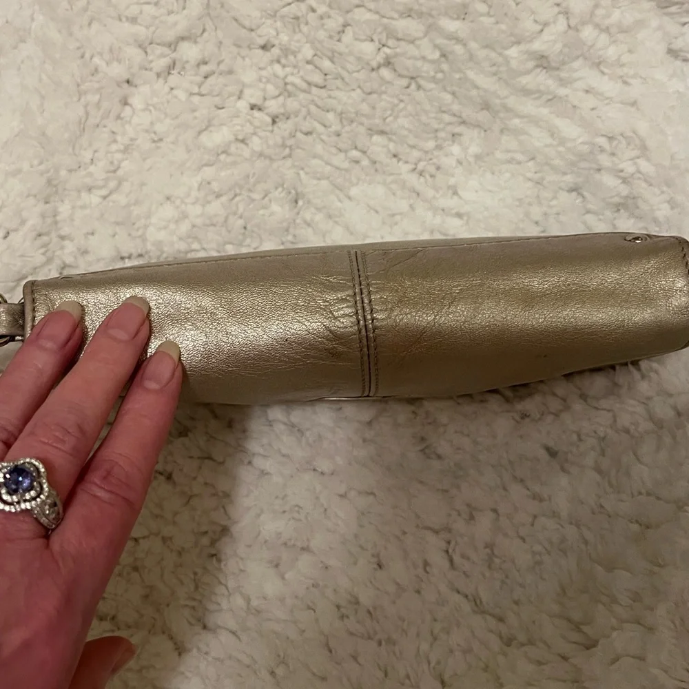 Coach Vintage Metallic Gold Large Wristlet Clutch Bag EUC